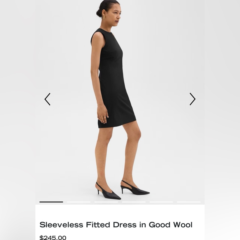 Theory Black Sleeveless Fitted Dress In Good Wool Size 0